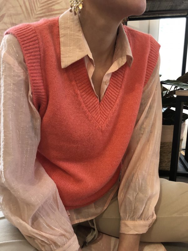 pull sans manches corail ma fantaisie
