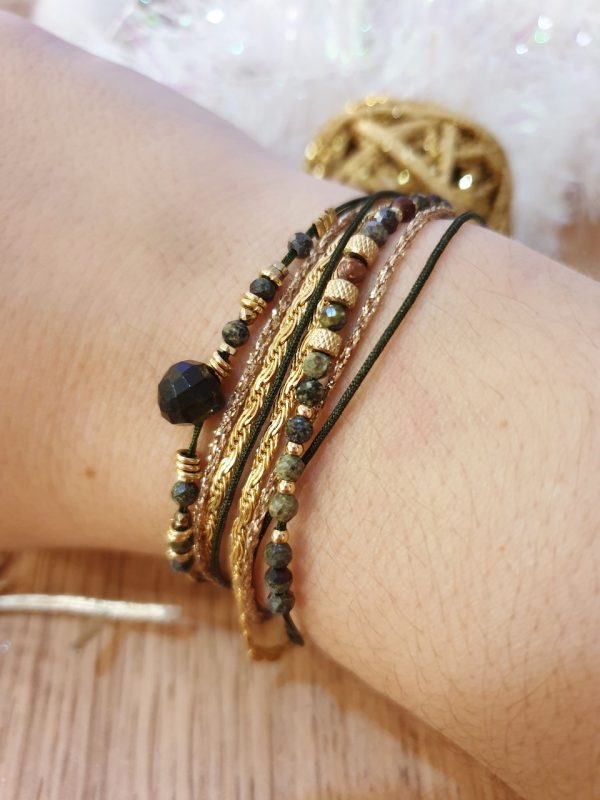 Bracelet multi-rangs Iseult Doré turquoise africaine omacoo