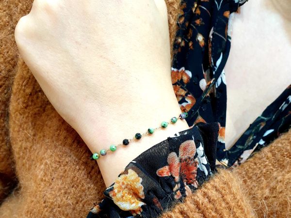 bracelet fifi turquoise africaine dore omacoo