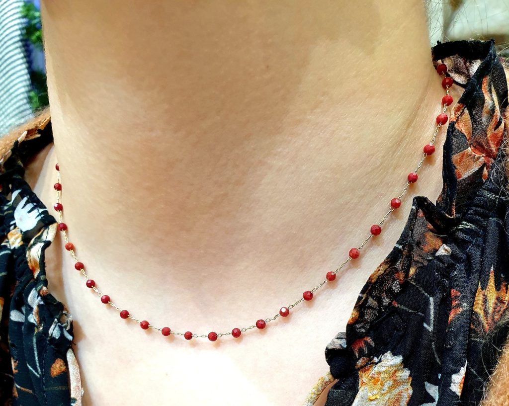 Collier Fifi agate rouge Doré omacoo