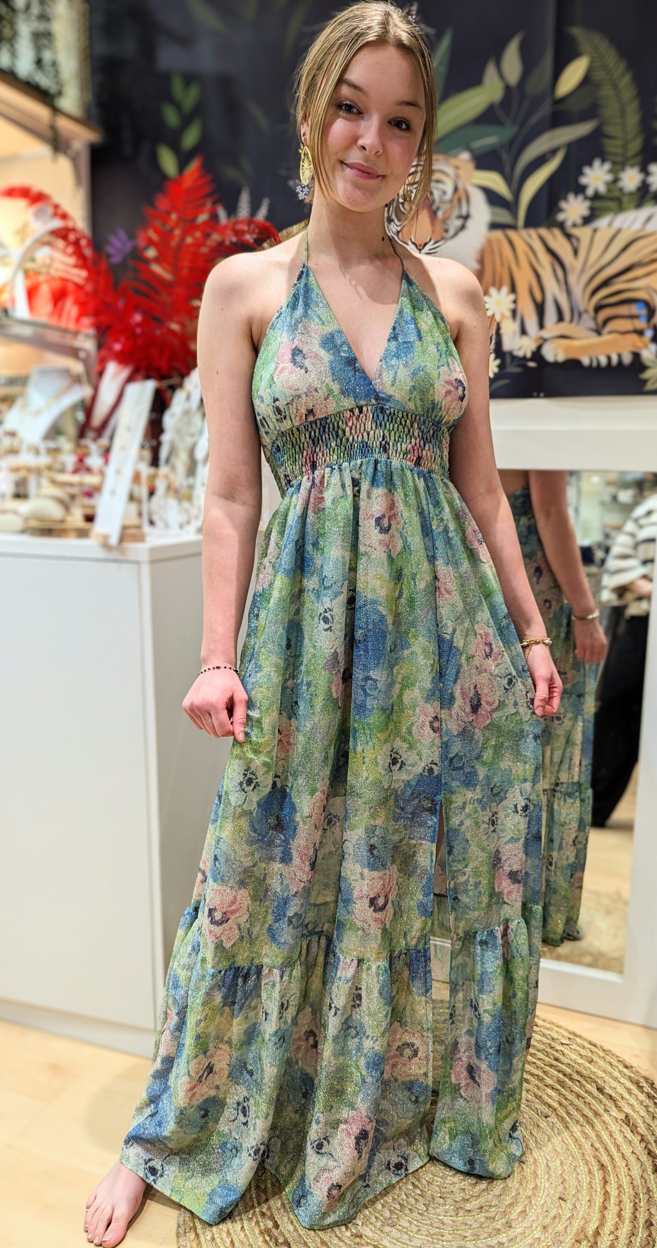 Robe Astre Lurex Aqua marque jane wood