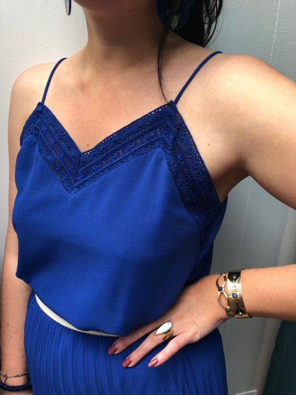 top débardeur dentelle clara bleu électrique marque ycoo