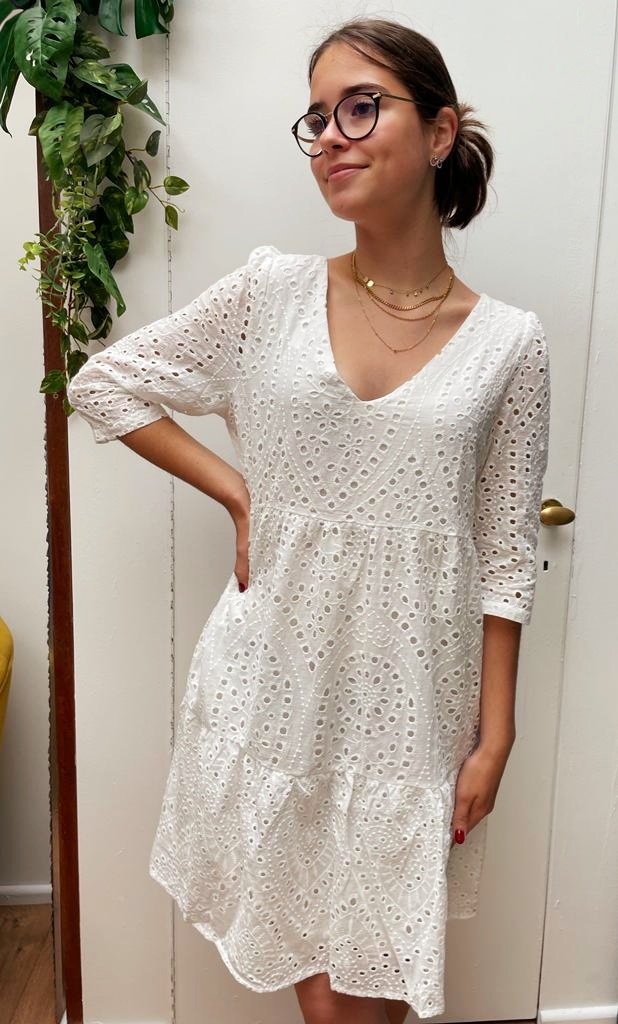 robe courte broderie anglaise blanc coton marque ycoo