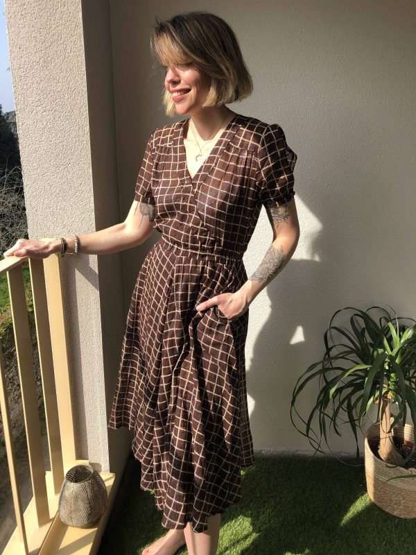 Robe Ruly Check marque leon and harper coton biologique