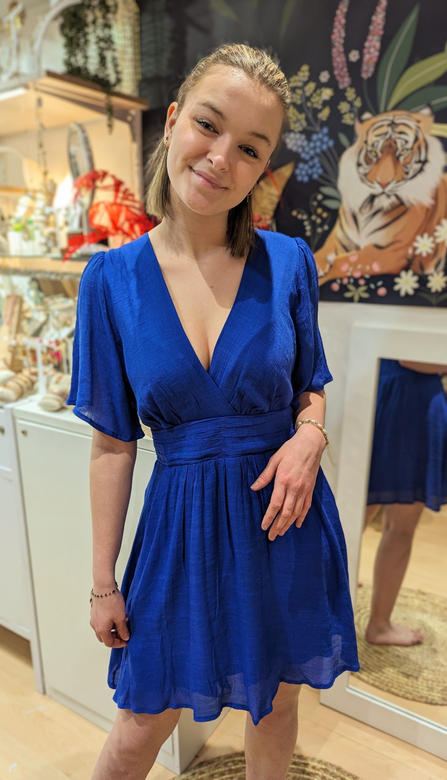robe Sophia courte bleu roi uni marque ycoo