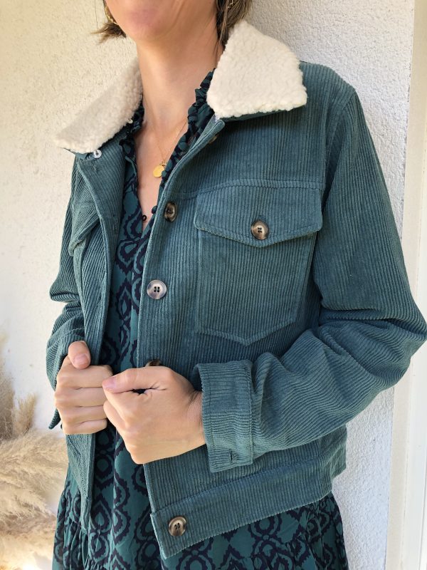 manteau veste astrid velours vert marque ycoo
