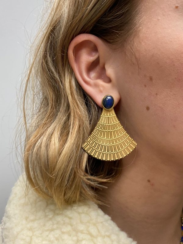 Boucles d'oreilles Cléopâtre lapis lazuli marque OMACOO acier inoxydable
