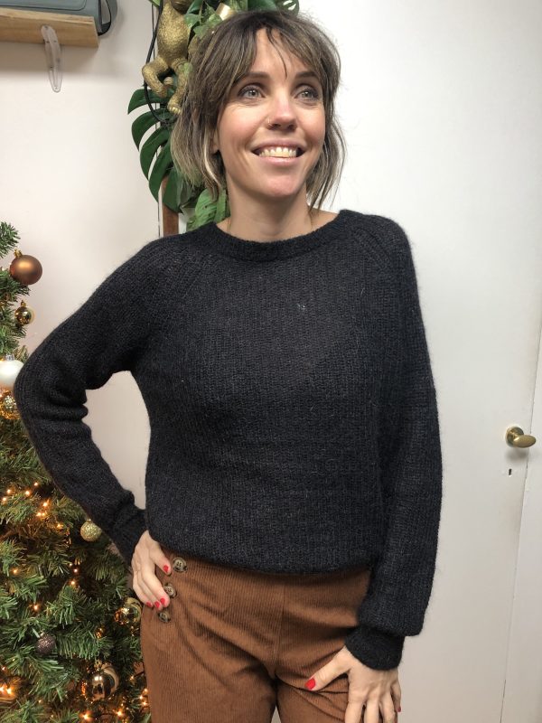 PULL GIVRE MARQUE GARANCE NOIR MOHAIR LAINE MERINOS