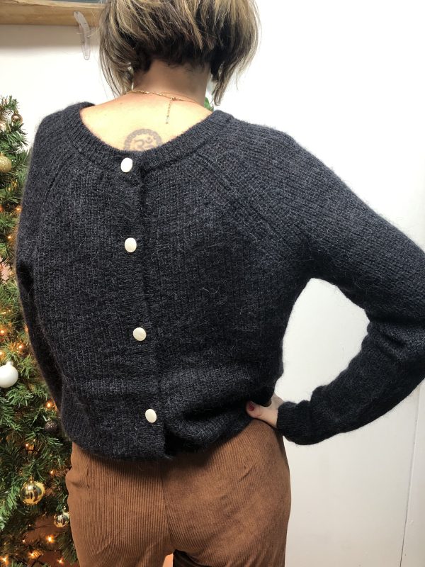 PULL GIVRE MARQUE GARANCE NOIR MOHAIR LAINE MERINOS