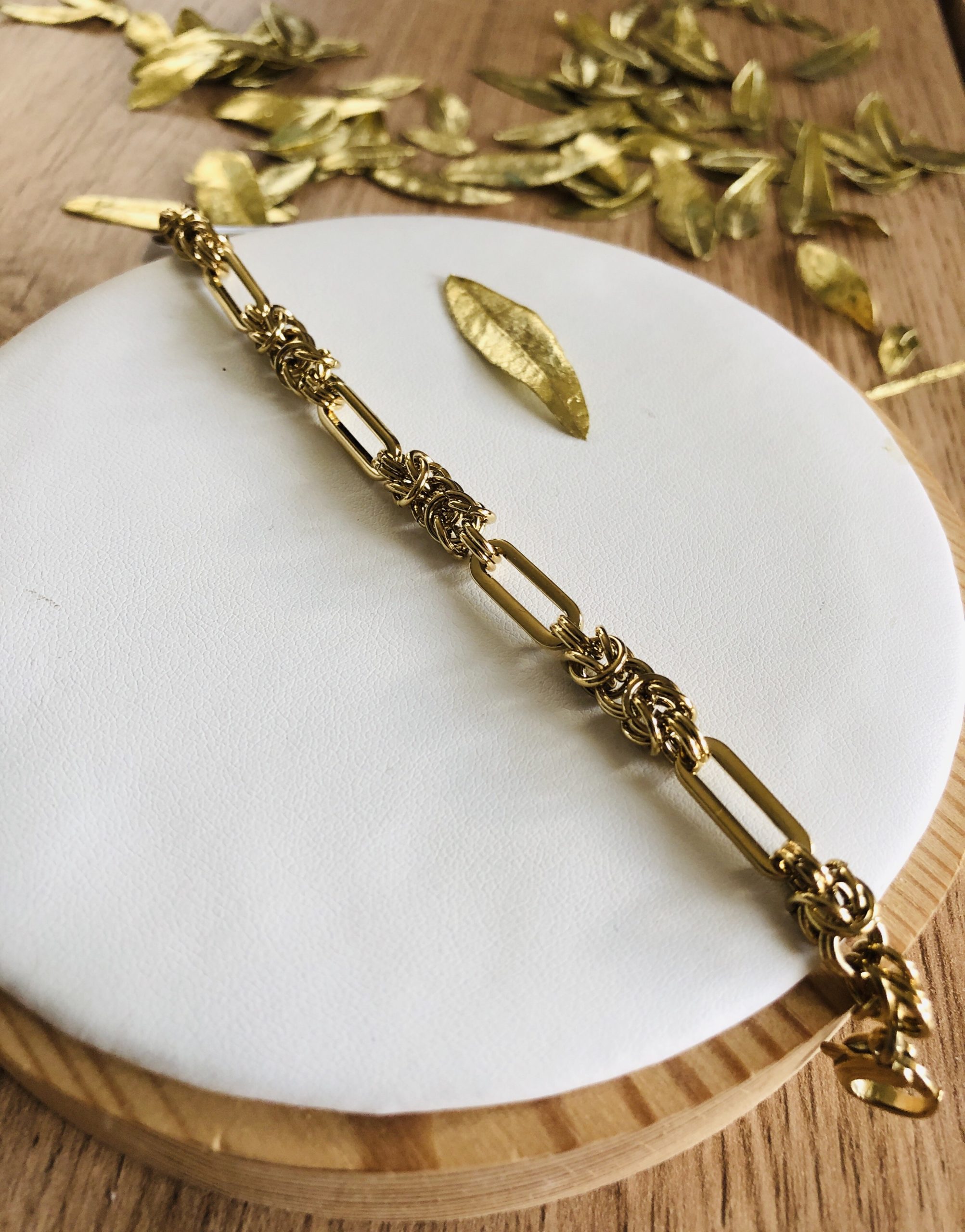bracelet chaine maille acier inoxydable dore à l'or fin marque bohm