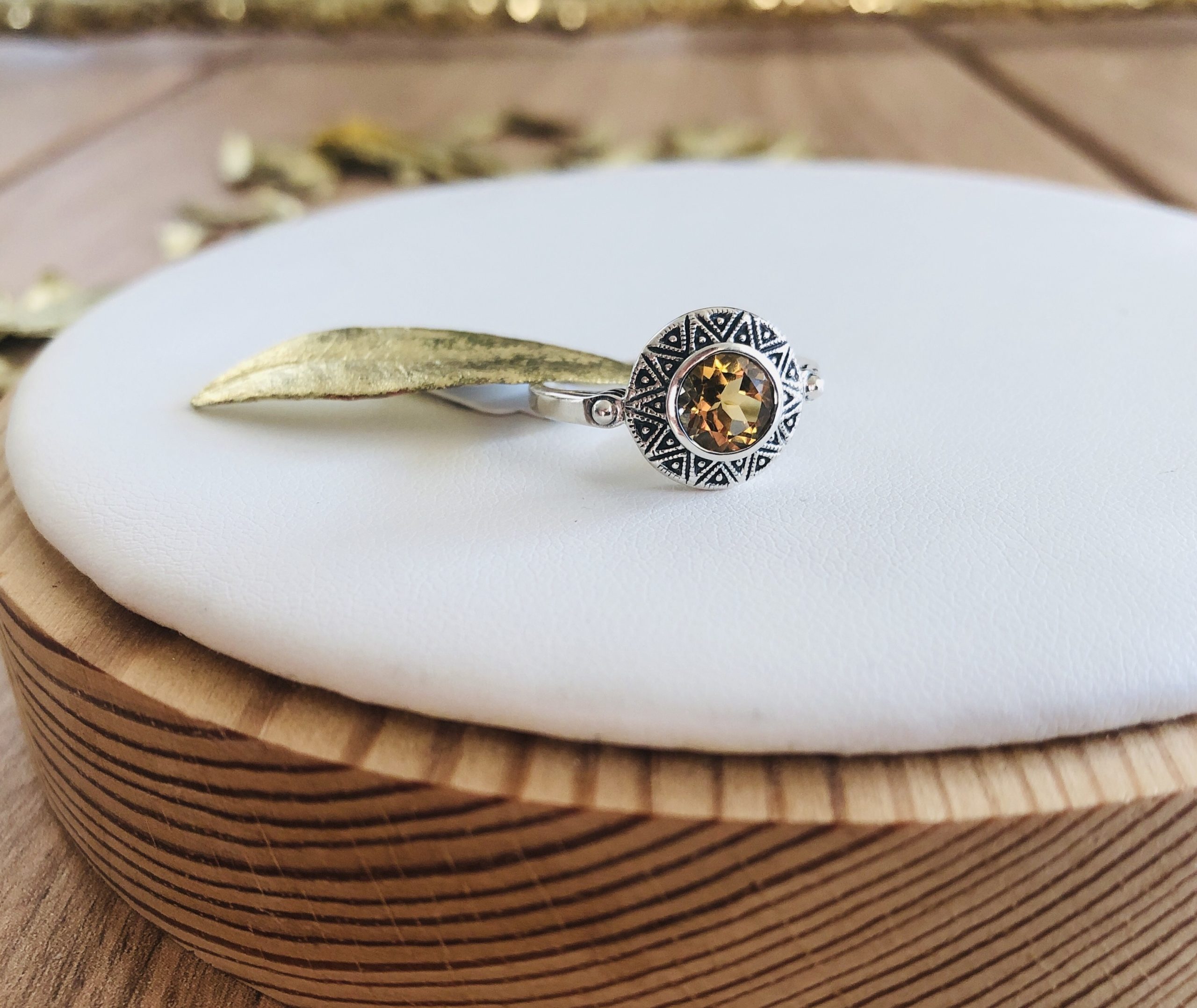 bague art deco argent 925 citrine marque La Metrop Compagnie