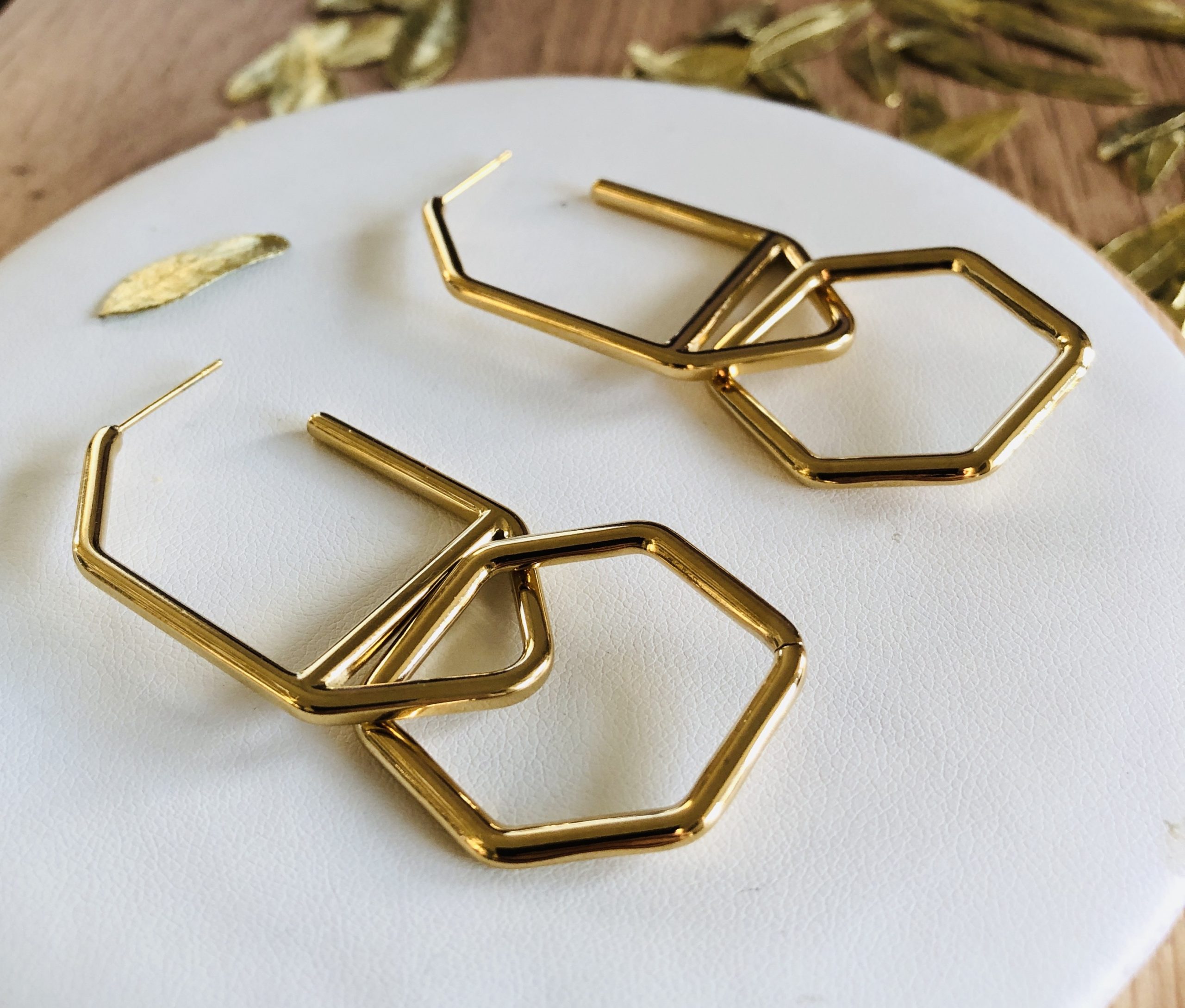 boucles d'oreilles acier inoxydable doré géométrique marque Bohm