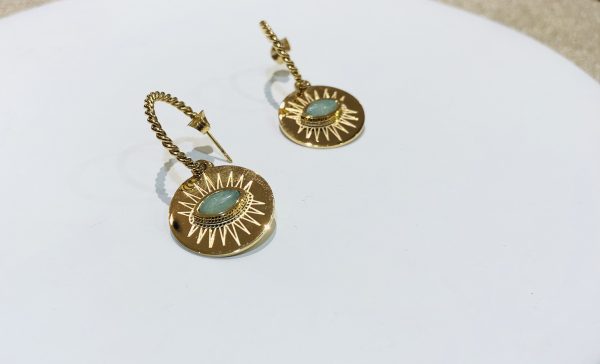boucles d'oreilles amazonite acier inoxydable doré marque OMACOO