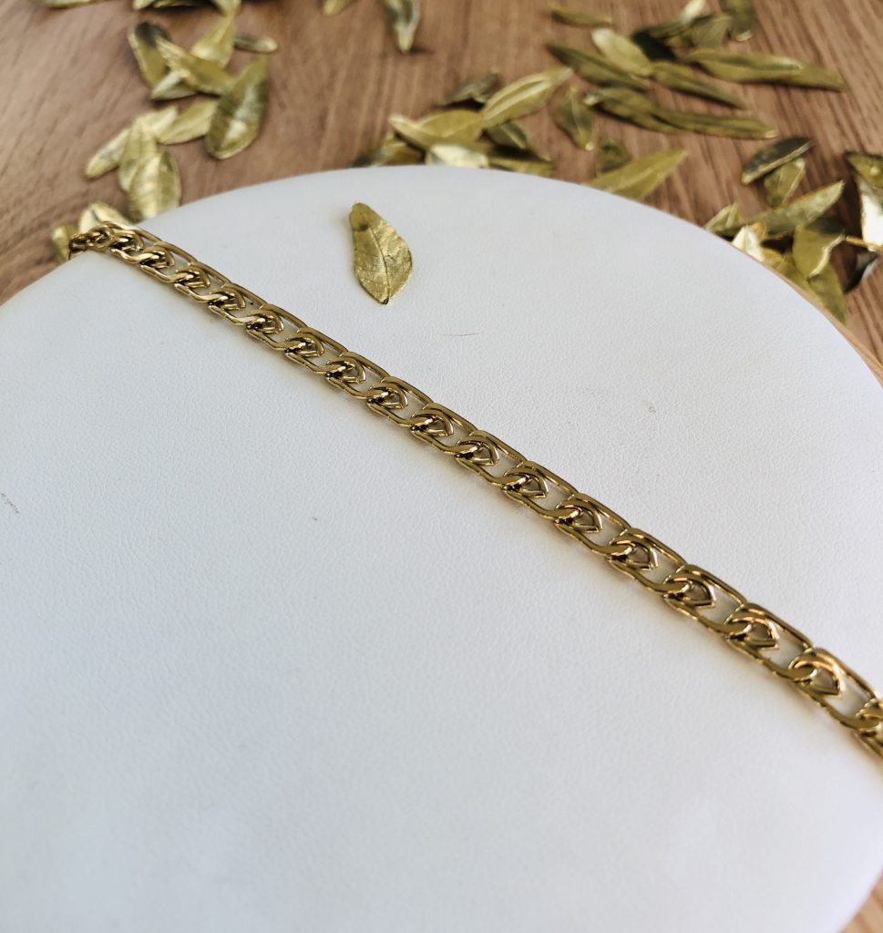 bracelet chaine maille acier inoxydable dore à l'or fin marque bohm