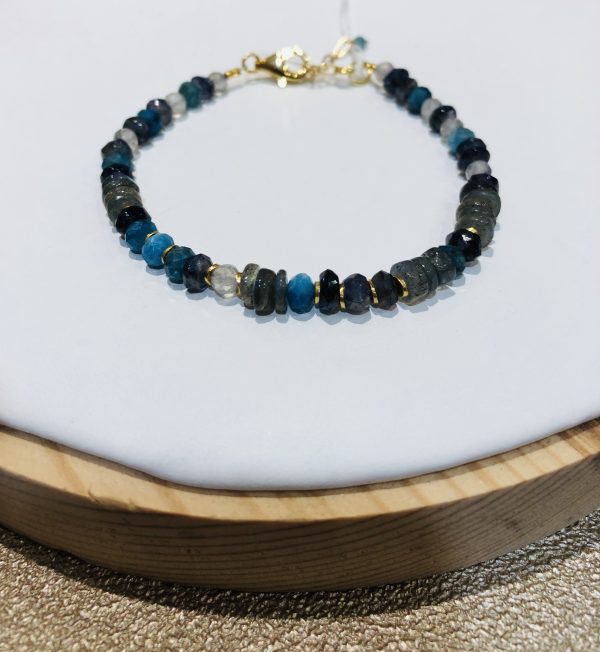 bracelet pierre naturelle lapis lazuli acier inoxydable marque omacoo