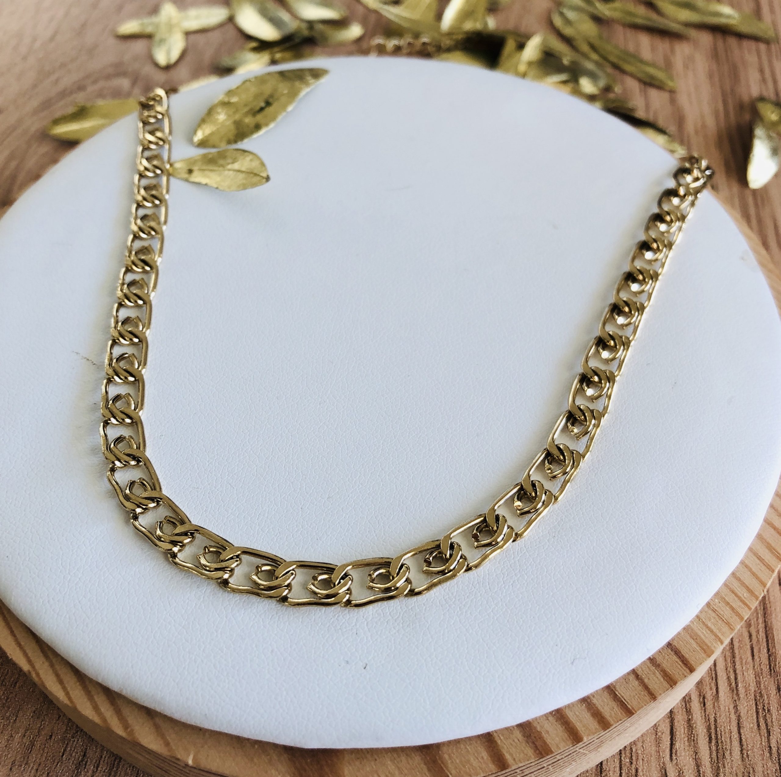 collier chaine maille acier inoxydable dore à l'or fin marque bohm