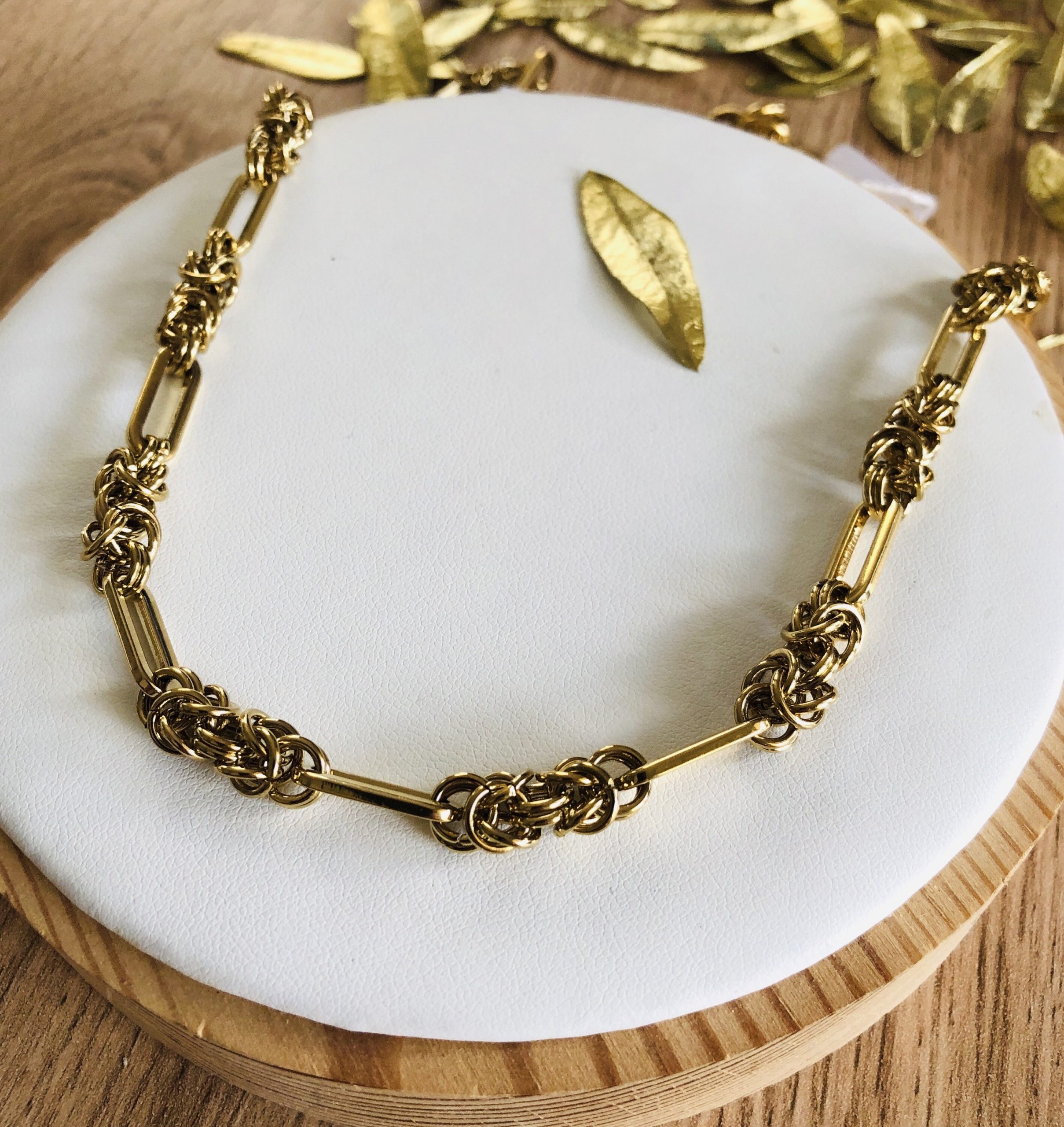 collier chaine maille acier inoxydable dore à l'or fin marque bohm