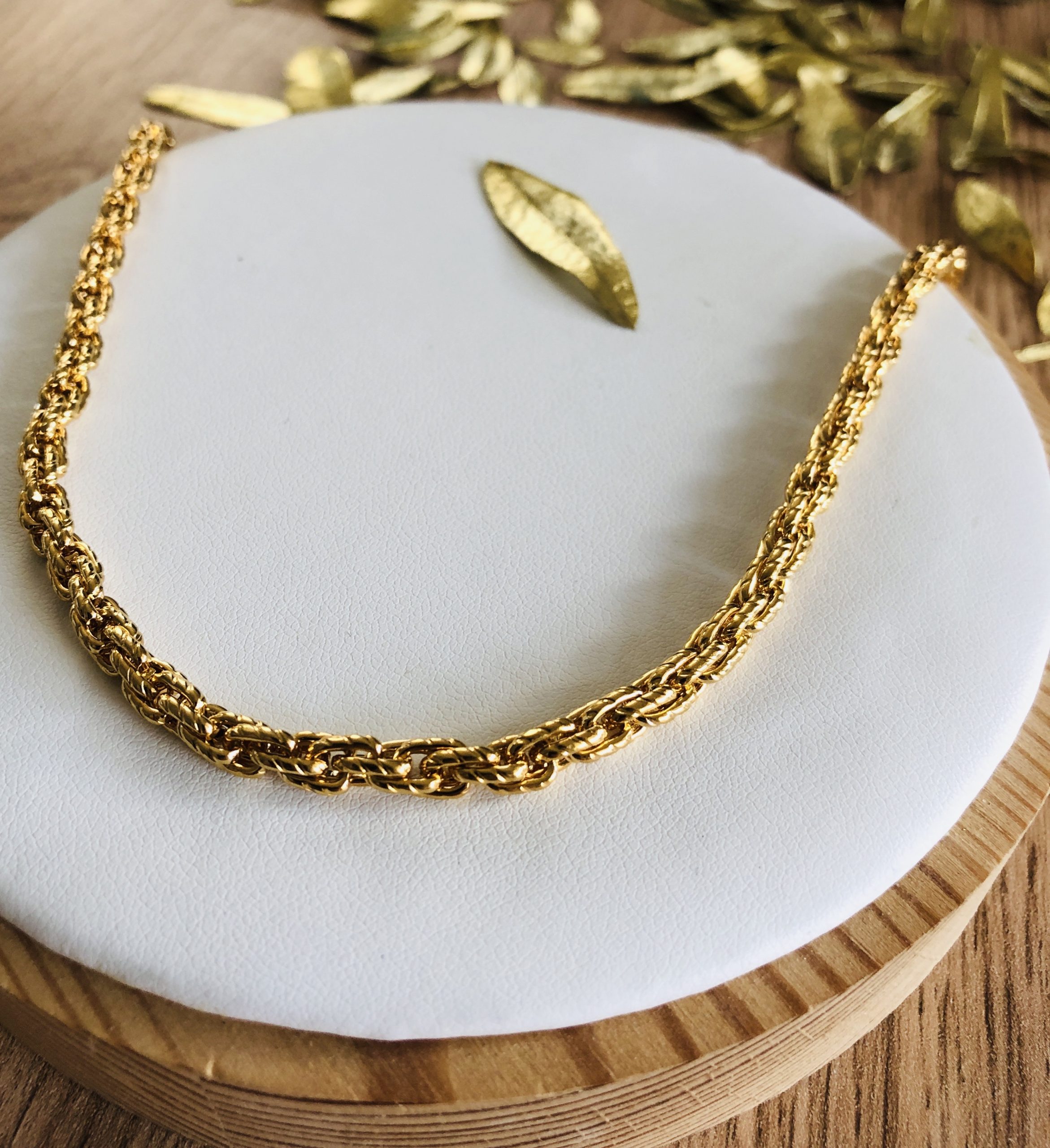 collier chaine maille acier inoxydable dore à l'or fin marque bohm