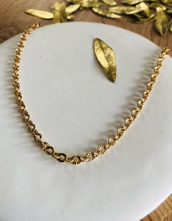 collier chaine maille acier inoxydable dore à l'or fin marque bohm