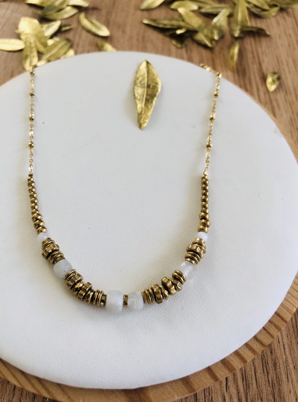 collier pierre naturelle nacre acier inoxydable marque omacoo