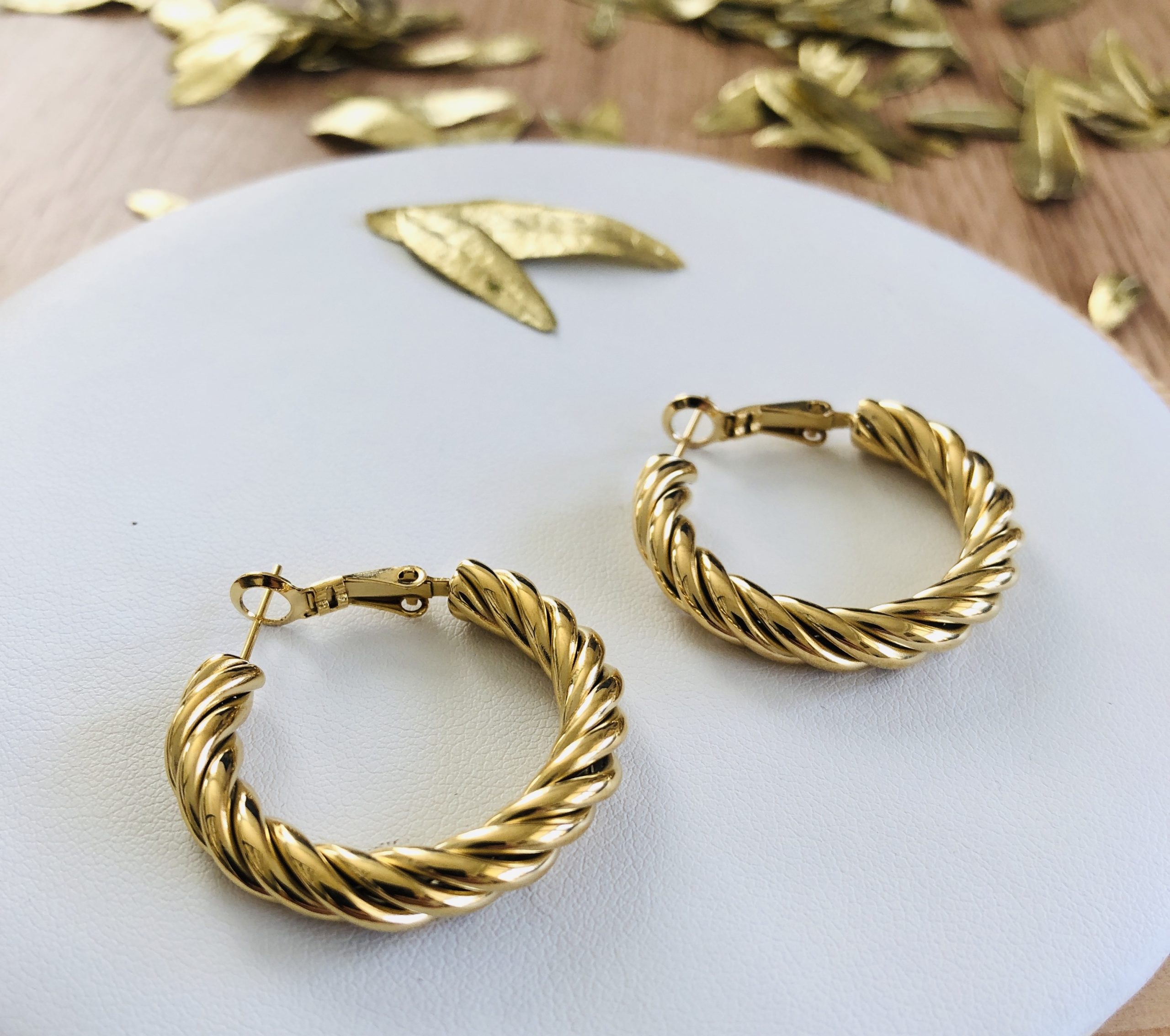 boucles d'oreilles créoles acier inoxydable doré marque Bohm