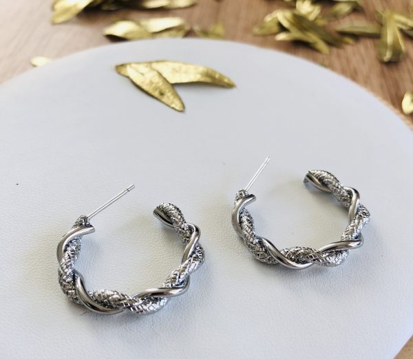 boucles d'oreilles créoles acier inoxydable torsadé marque Bohm