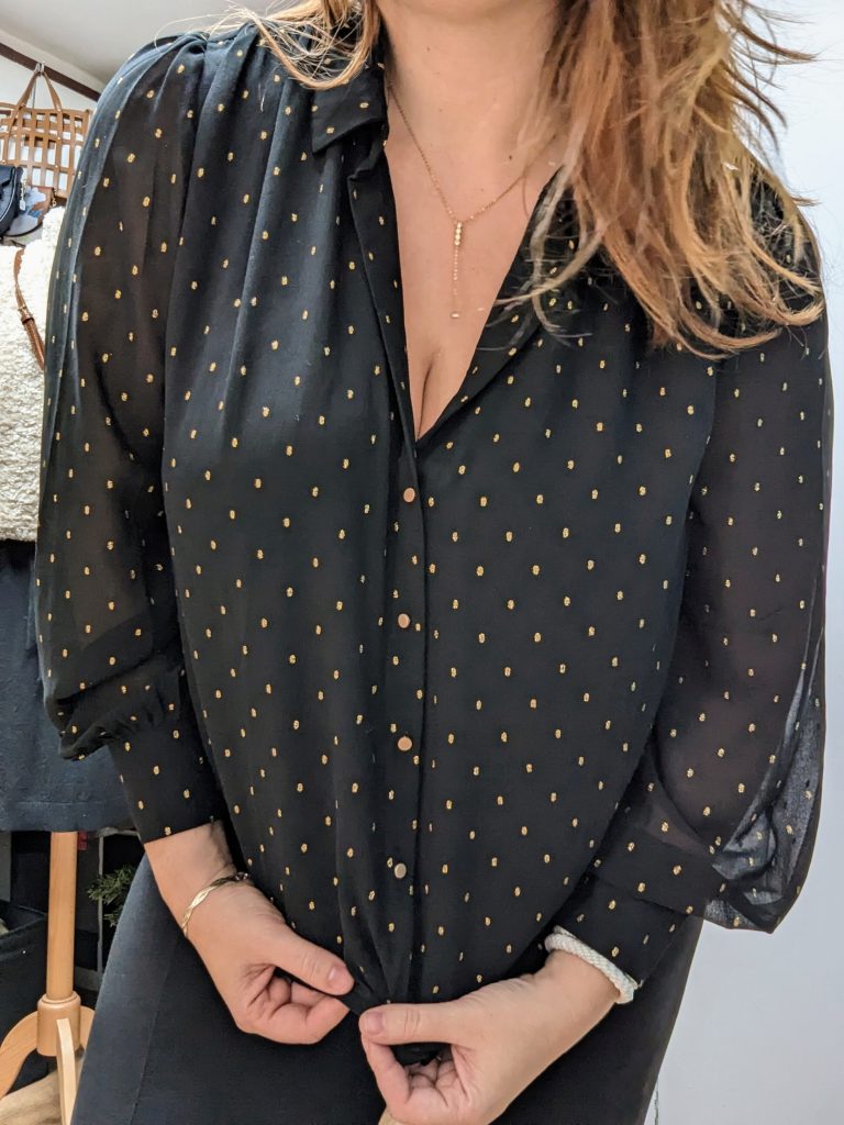 chemise davy noir doré brillant marque YCOO