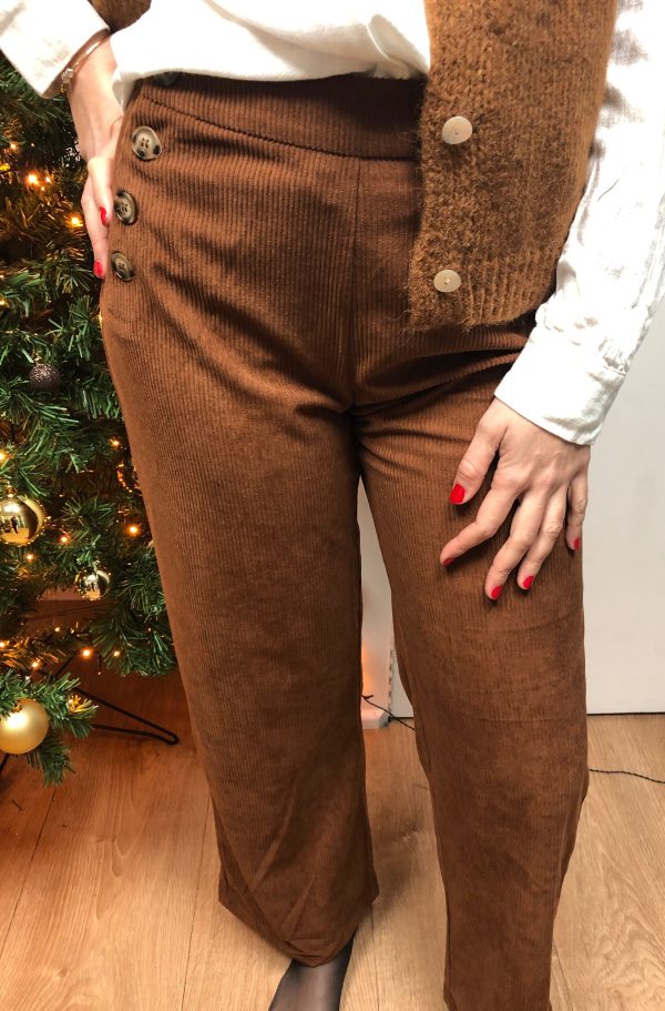 pantalon amanda velours marron marque YCOO