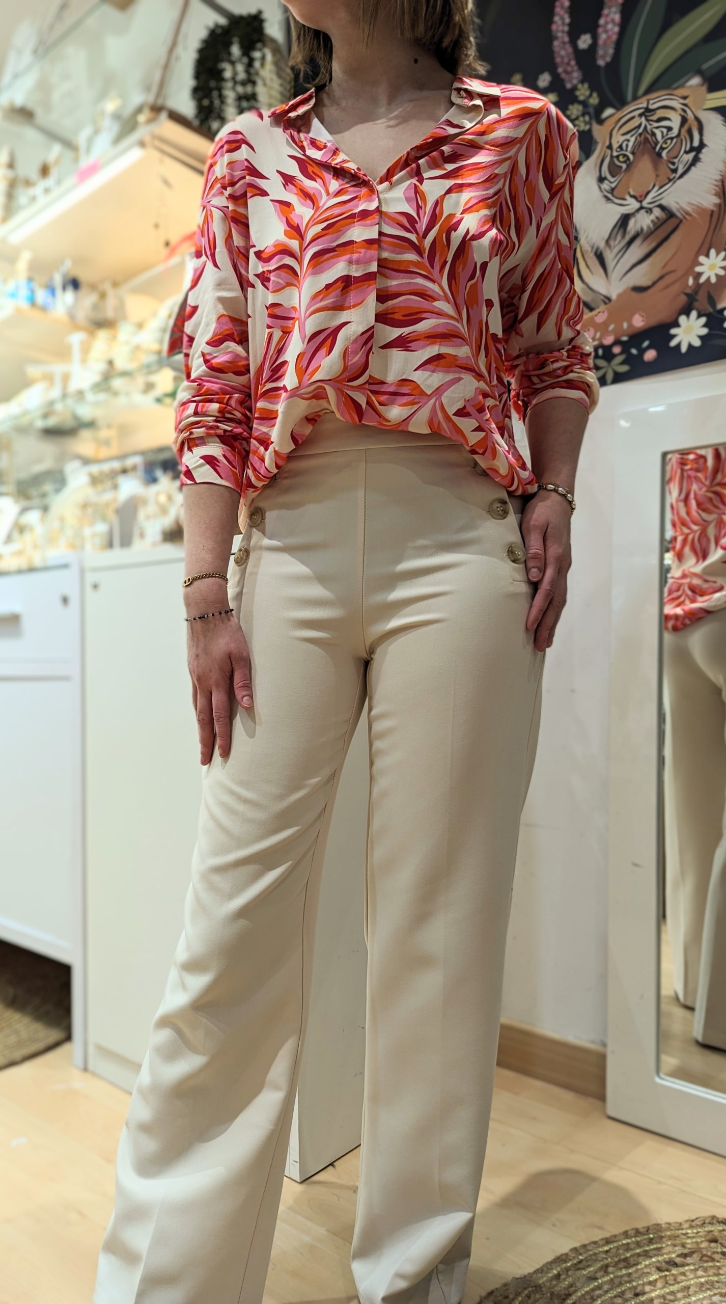 Pantalon Amanda couleur ivoire marque YCOO