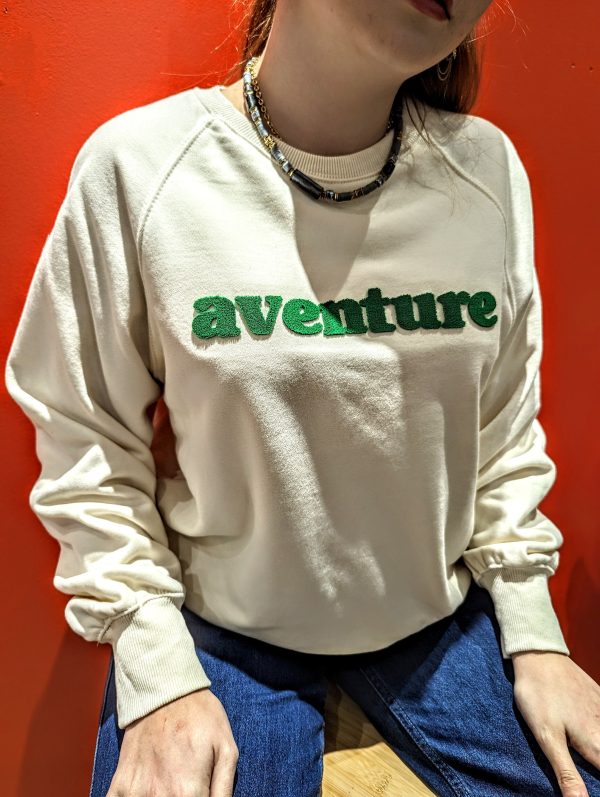 Sweat Aventure Blanc marque charlior