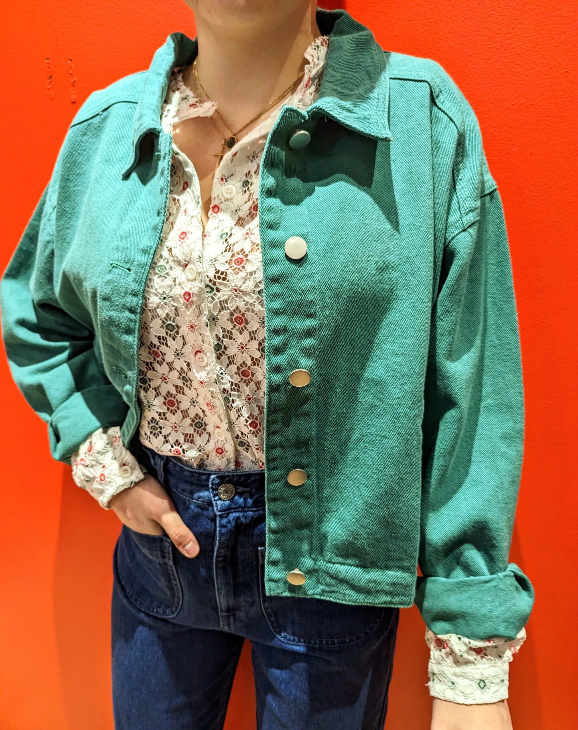 Veste Jean Odile Vert coton marque charlior