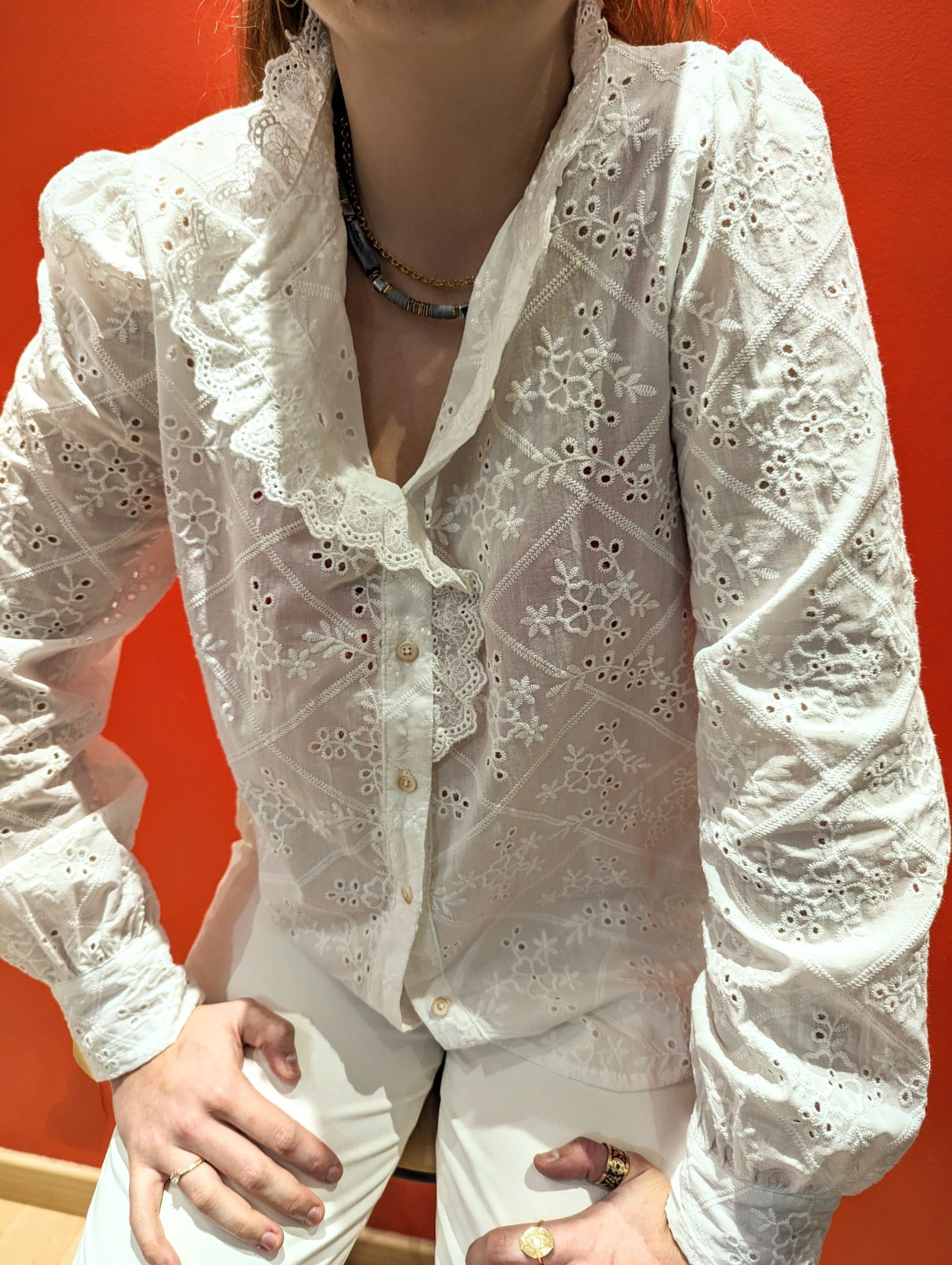 chemisier pia coton broderie marque ycoo