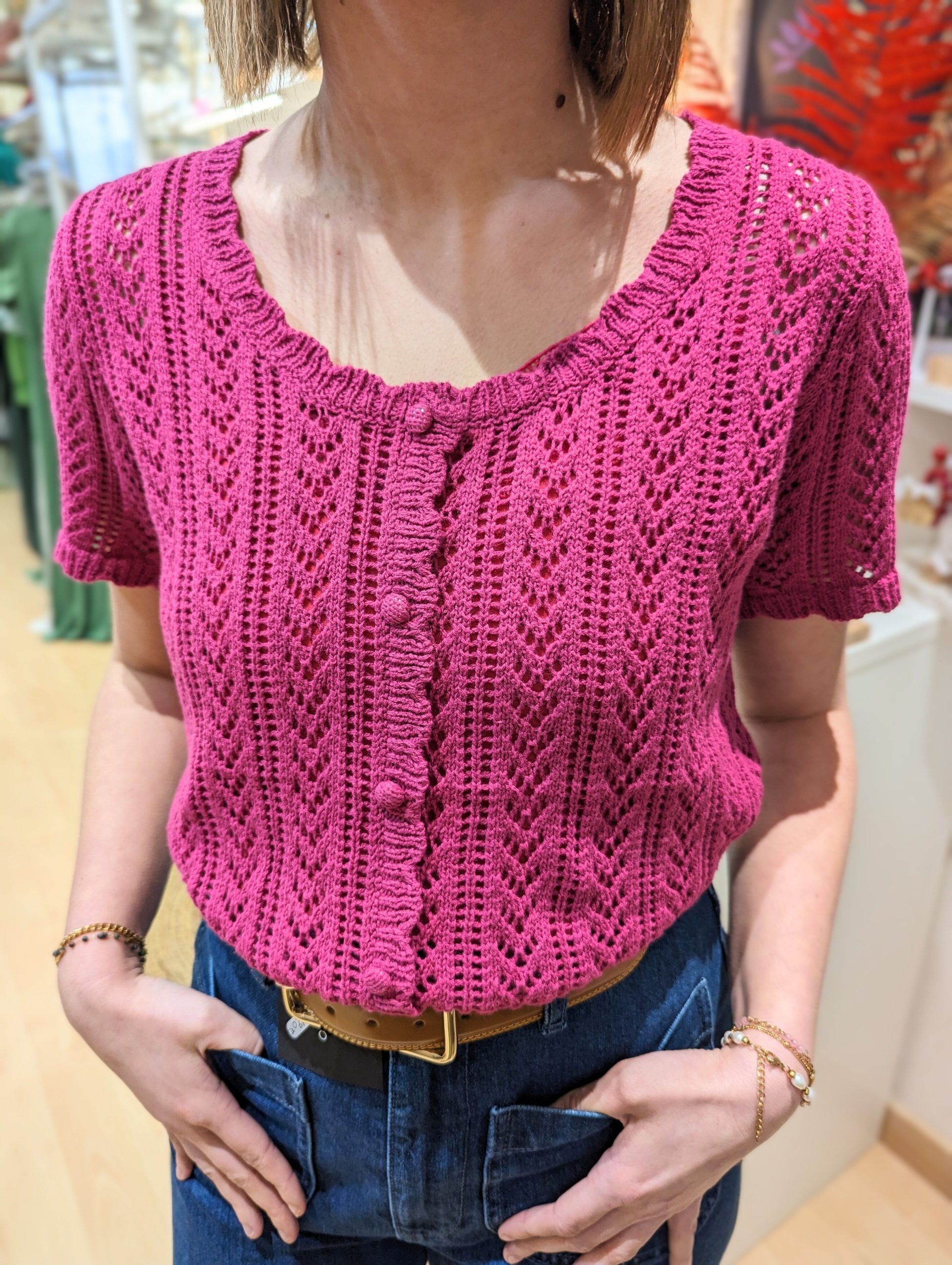 top nilo crochet violet marque garance vetement