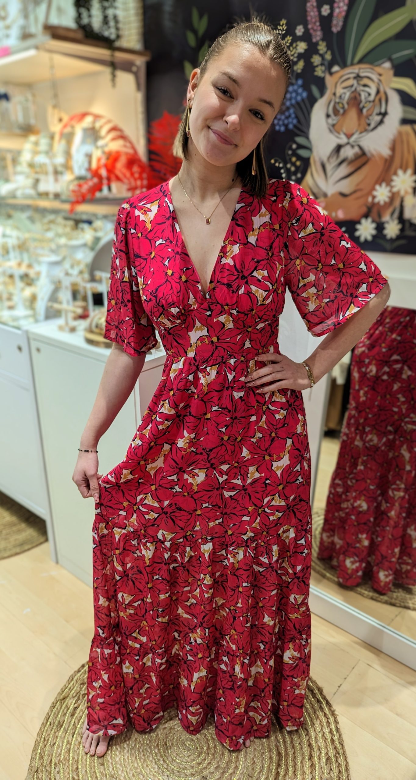 ROBE LONGUE lucie fuchsia imprimé MARQUE YCOO