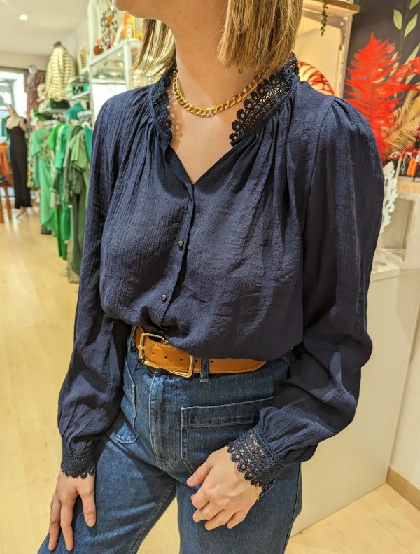 blouse giselle marine dentelle marque ycoo