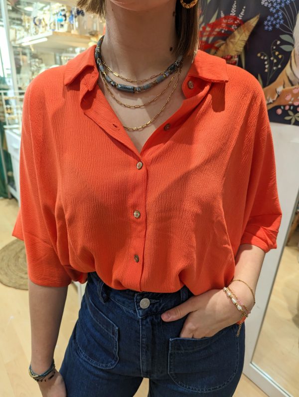 chemise Caraibes orange marque laure plus max.
