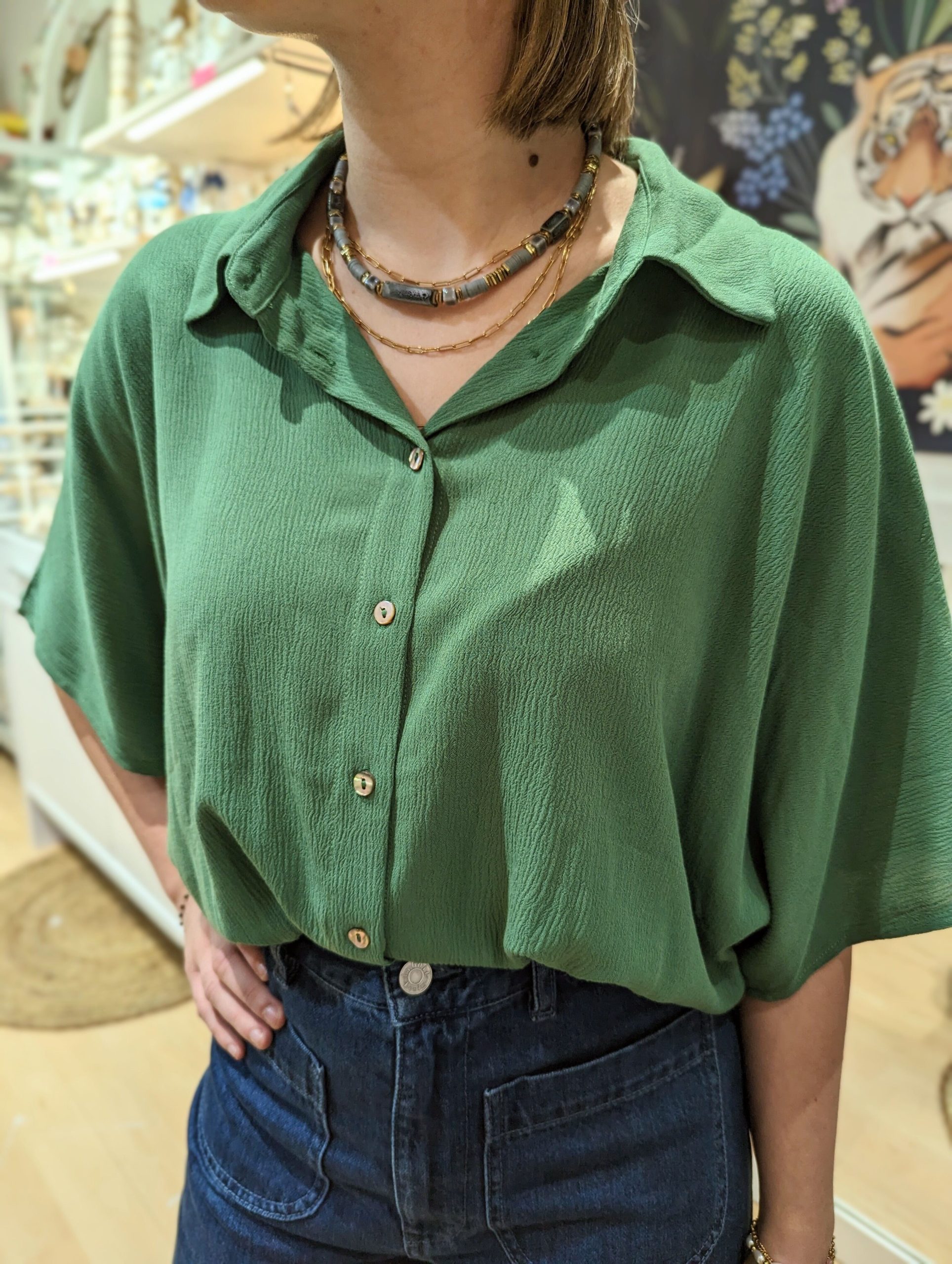 chemise Caraibes vert marque laure plus max