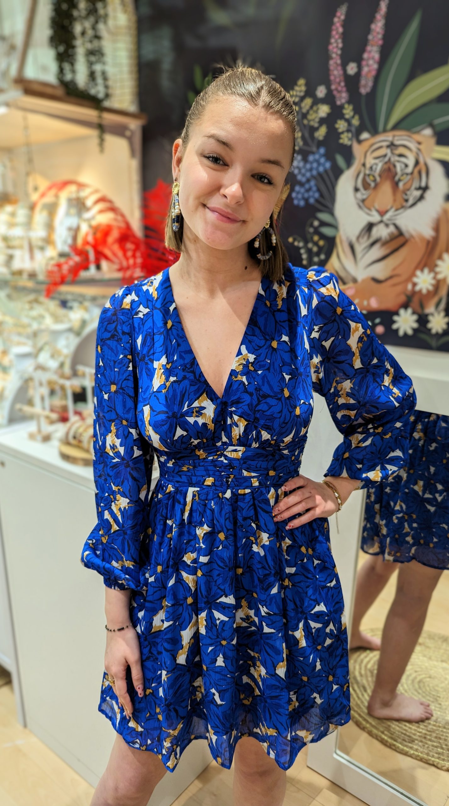 robe courte dream imprime bleu marque ycoo