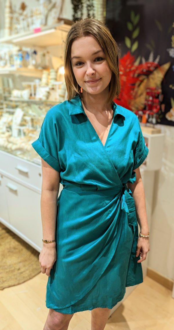 robe courte naples turquoise lin coton marque garance