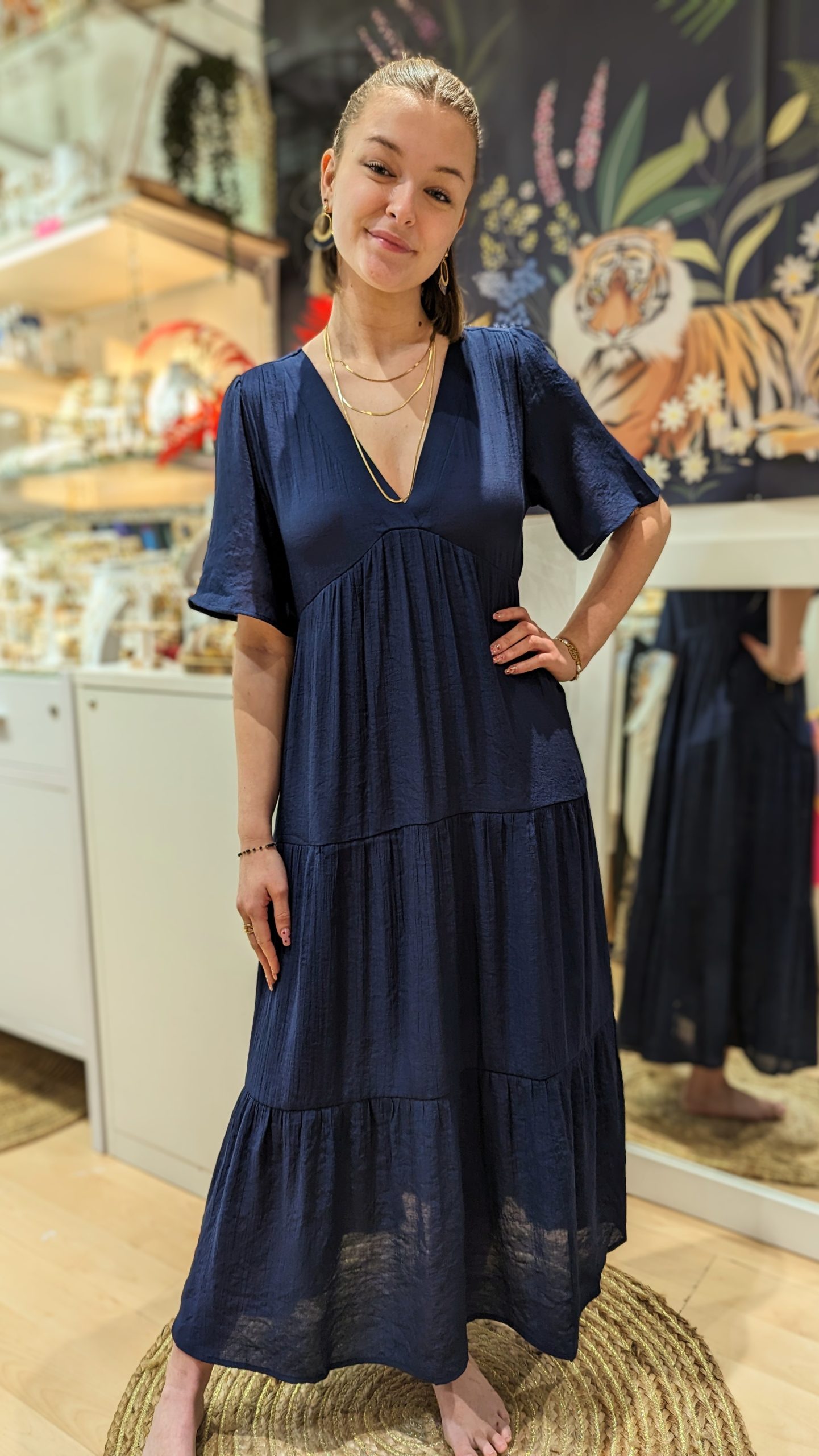 robe longue effie marine uni marque ycoo