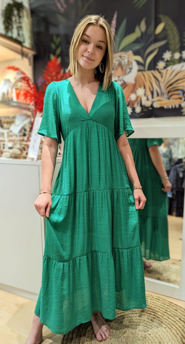 robe longue effie vert uni marque ycoo