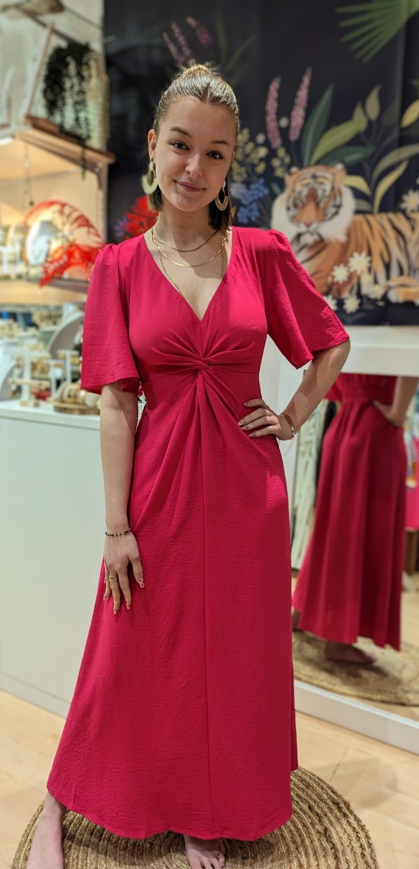 robe longue tisaia fuchsia uni marque ycoo