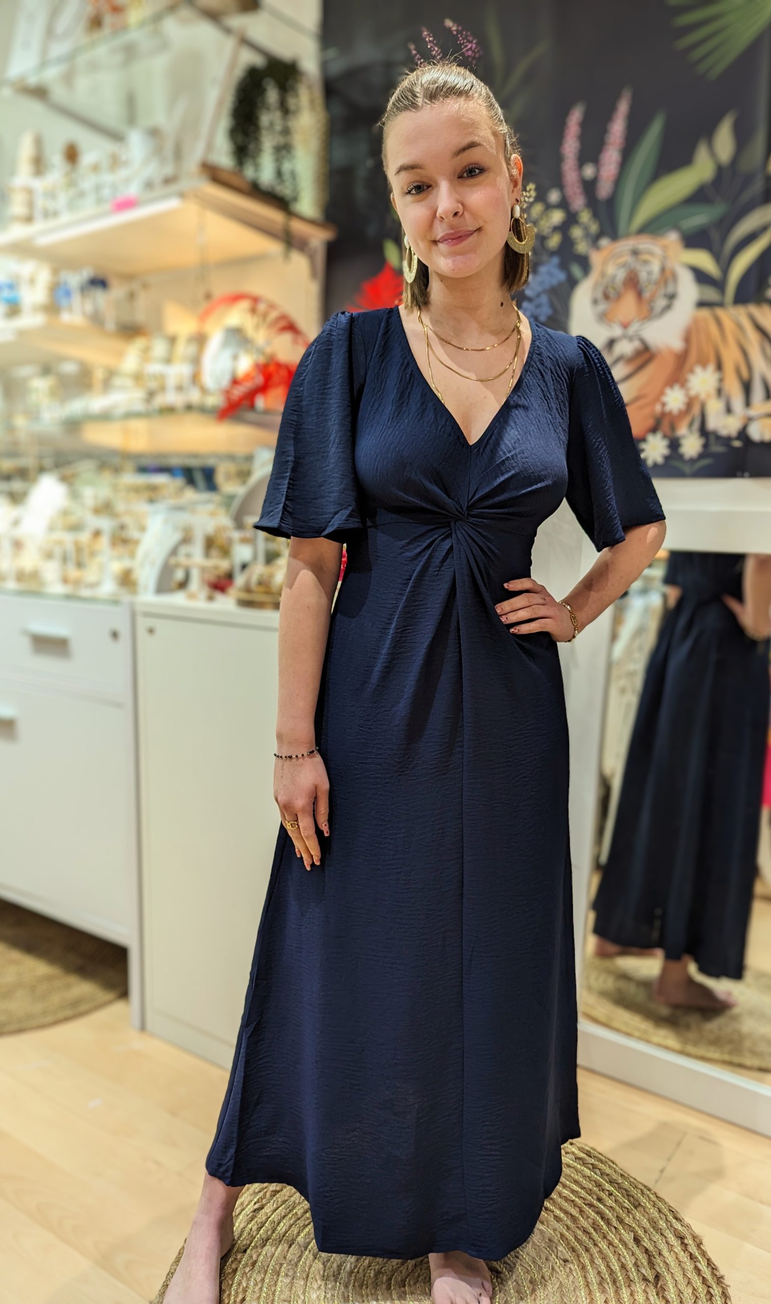 robe longue tisaia marine uni marque ycoo