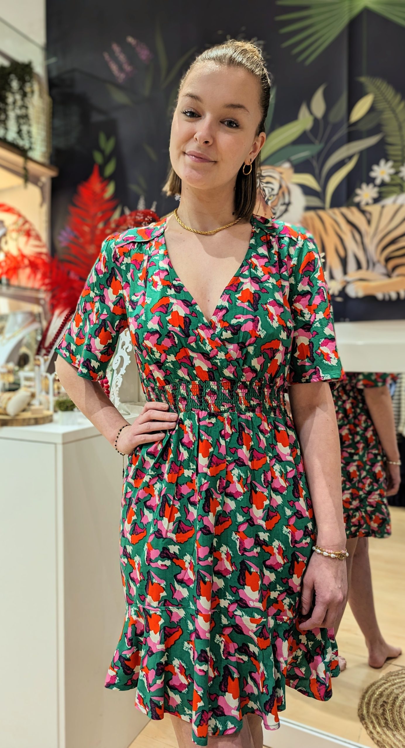 robe okarito imprime vert marque an'ge paris