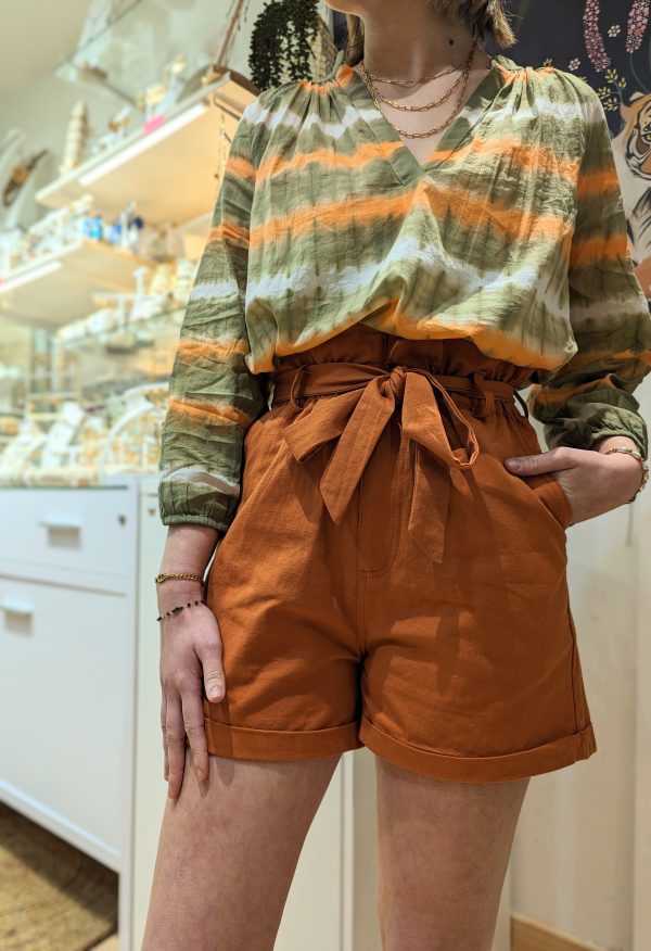 short nura lin coton terre cuite marque garance
