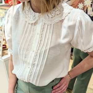 top blanc col claudine blanc uni marque ycoo