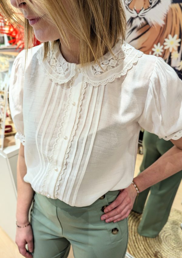 top blanc col claudine blanc uni marque ycoo