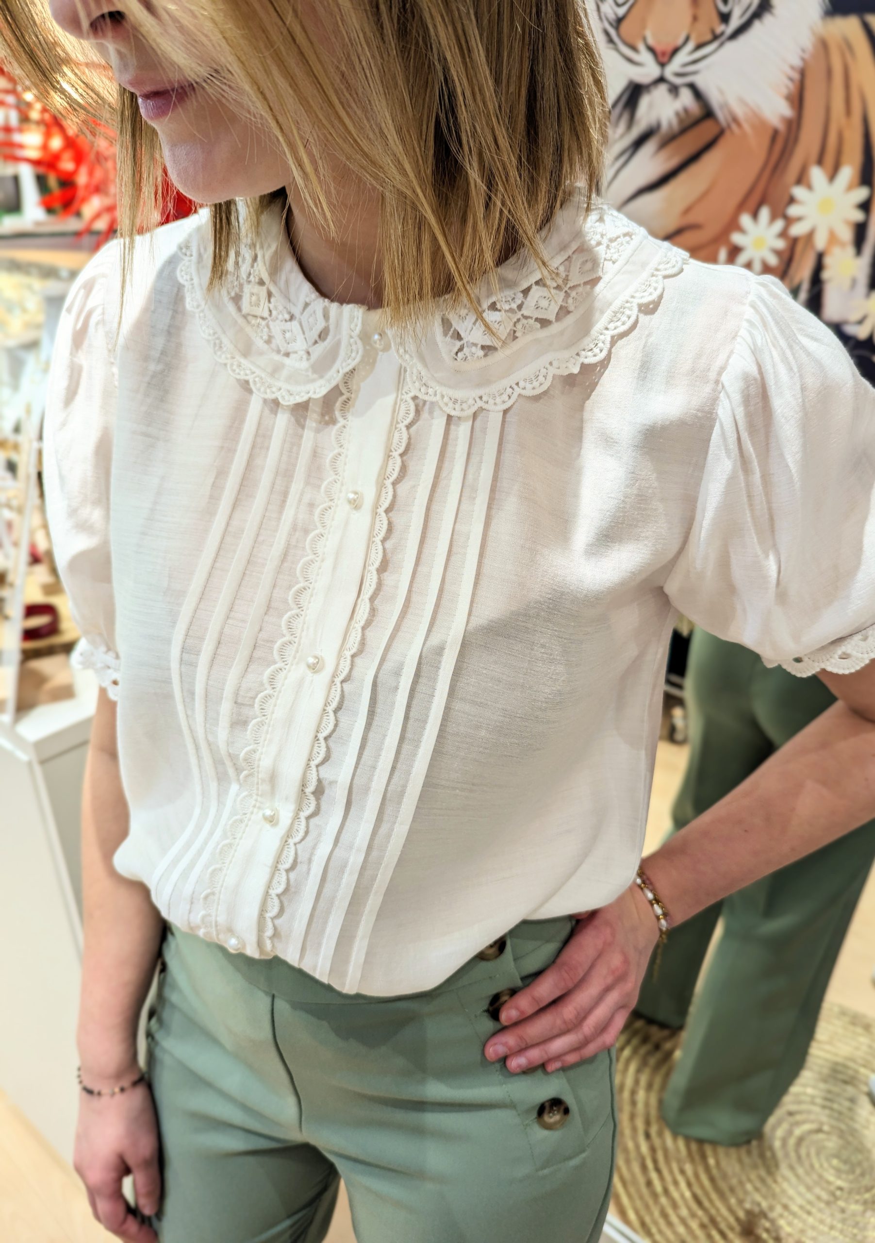 top blanc col claudine blanc uni marque ycoo