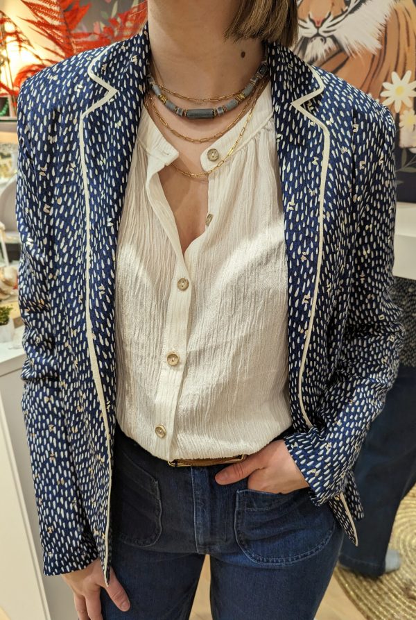 veste blazer justine marine marque rue des abesses fabrication française