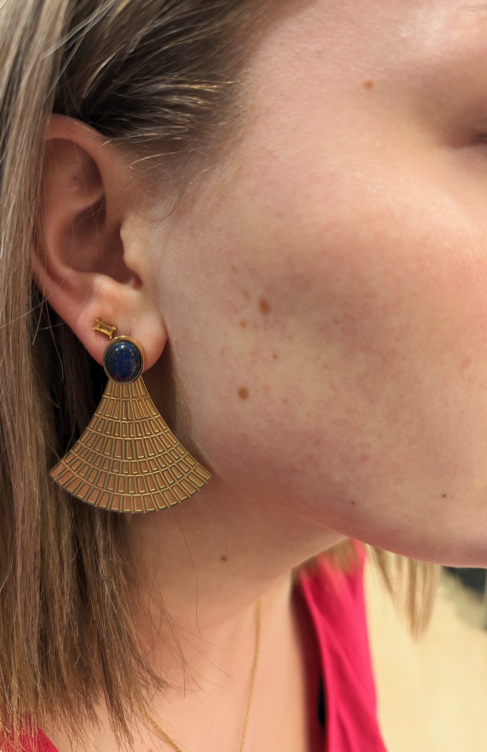 Boucles d'oreilles Cléopâtre lapis lazuli marque OMACOO acier inoxydable